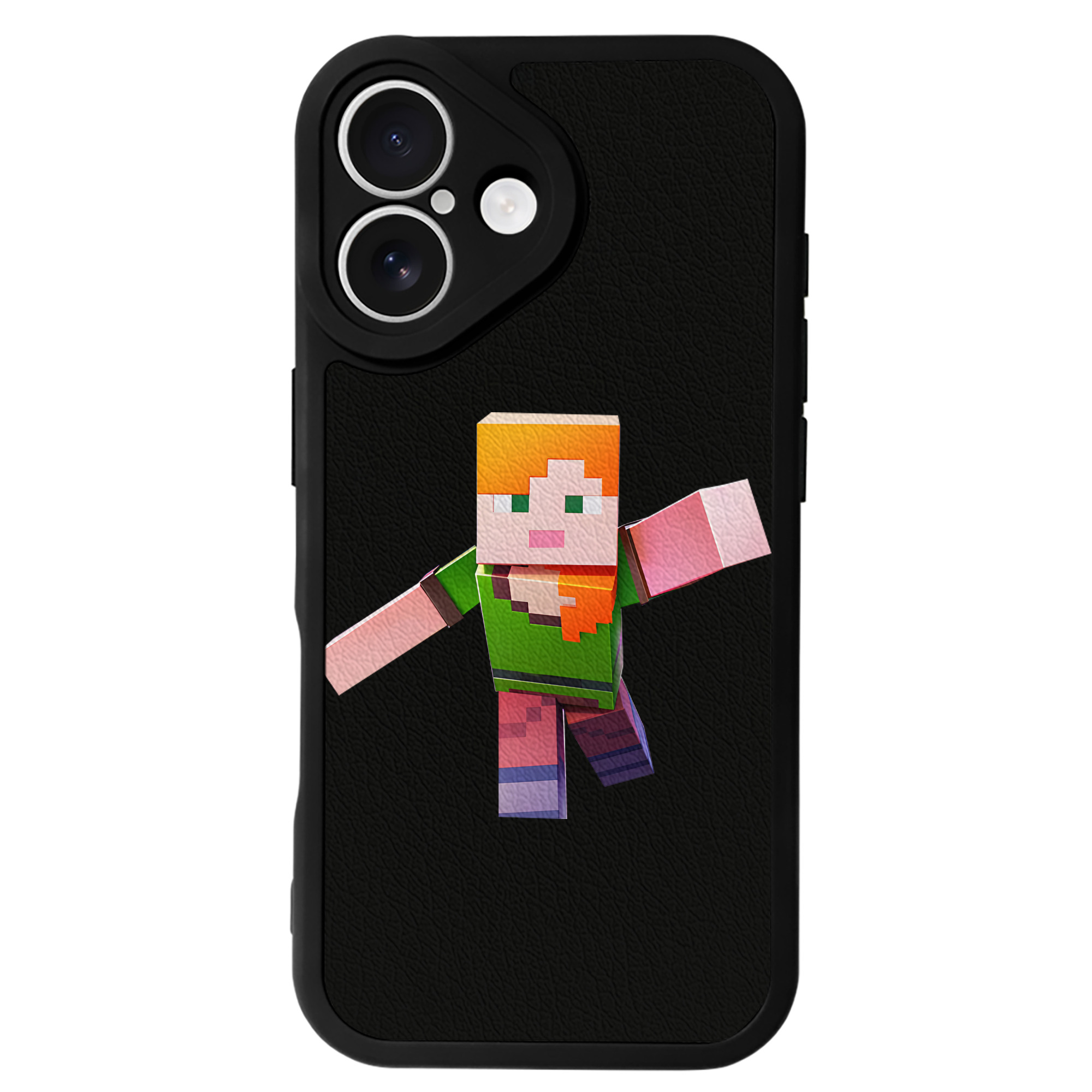 （画像用） マインクラフト ブロックの世界 Minecraft MC Block world 【iPhone 16シリーズ対応】シリコンスマホケース（レザー調） 材質：シリコン